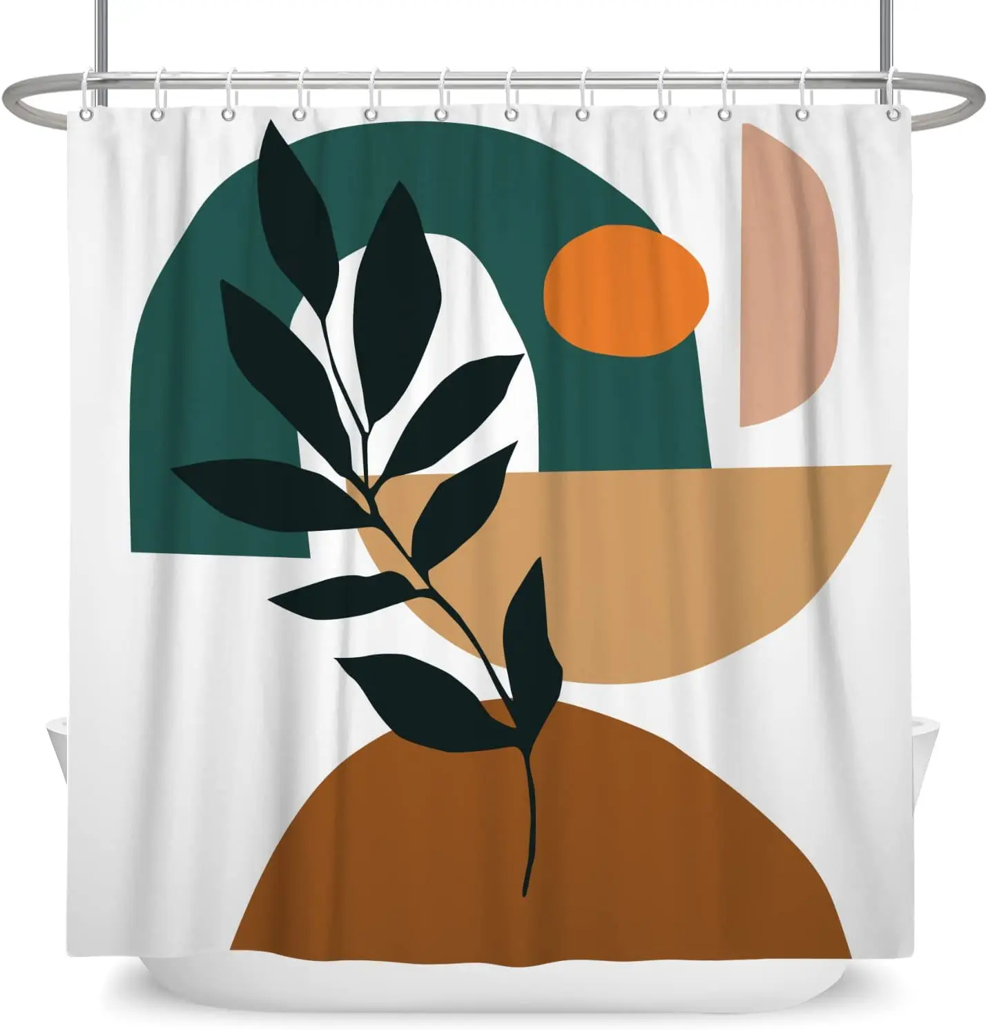 

Boho Mid Century Shower Curtain Modern Geometric Minimalist Decor Abstract Terracotta Arch Sun Rainbow Bath Curtains 60x72 Inch