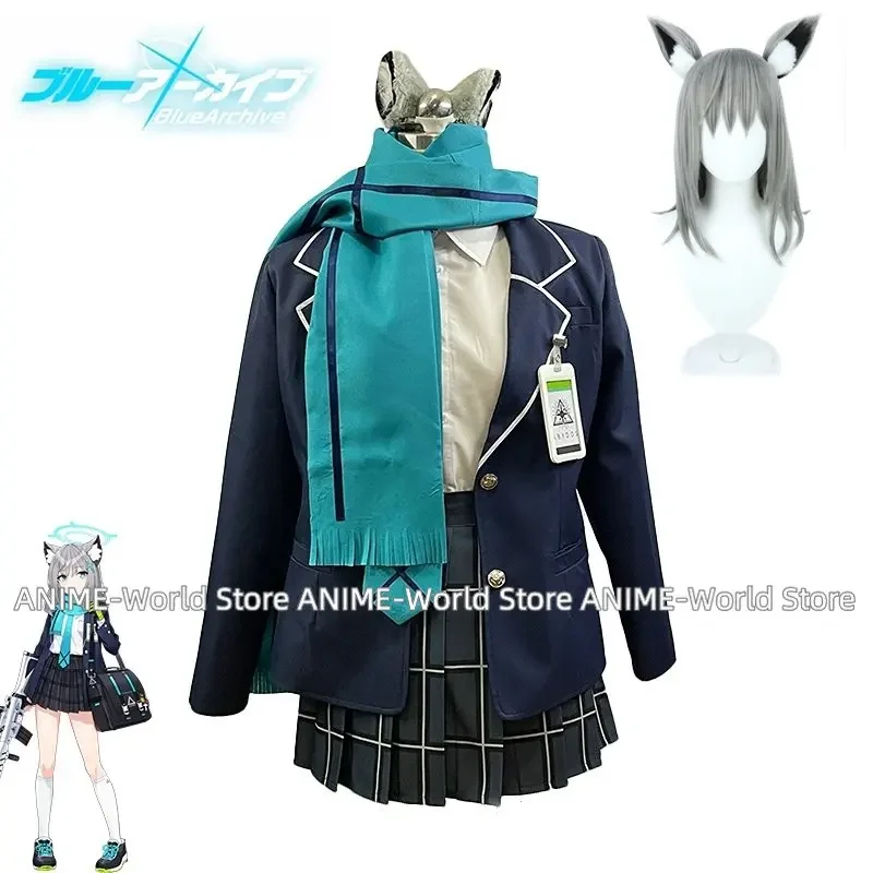 Game Blue Archive Sunaokami Shiroko Cosplay Costume Japanese High School Uniform Jk Dress Suit Coat Shirt Skirts Custom Made