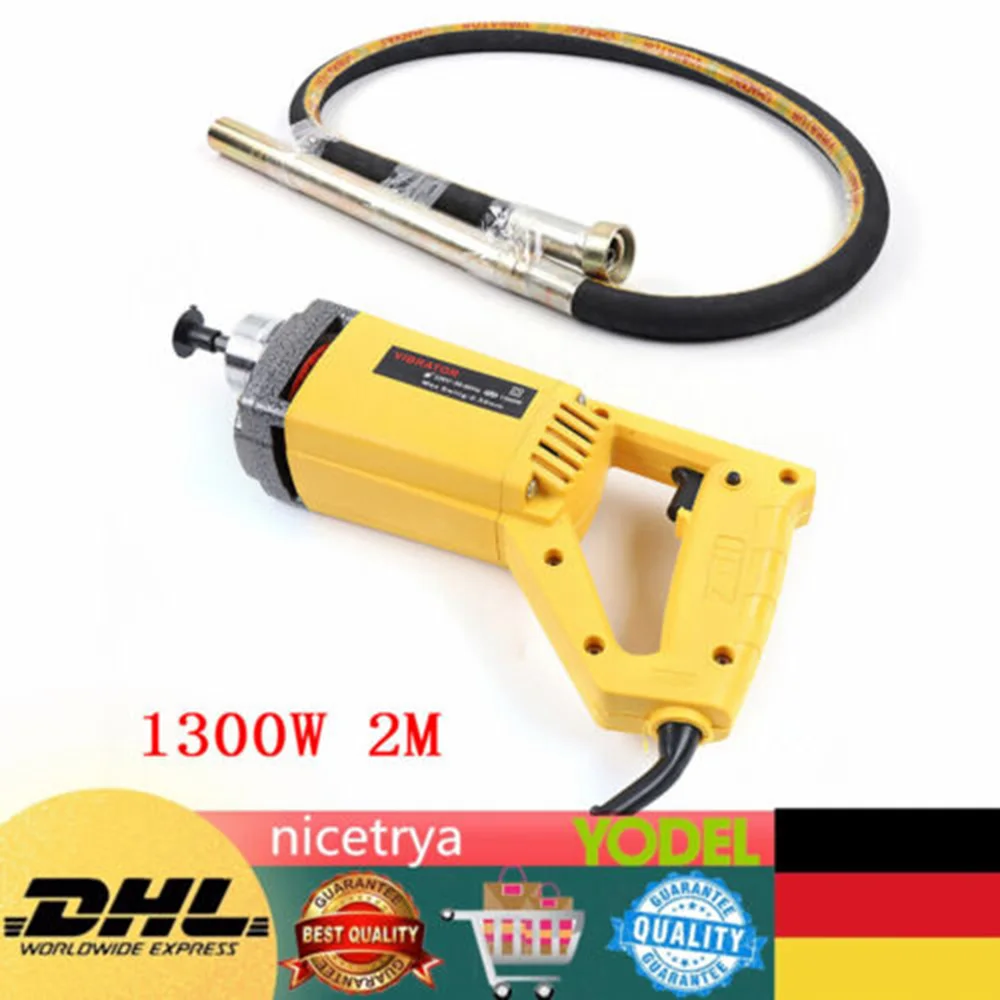 1300W Professional Industrial Electric Concrete Vibrator Motor Hand-Held Vibrating Machine Tool with 2m Hose 220V