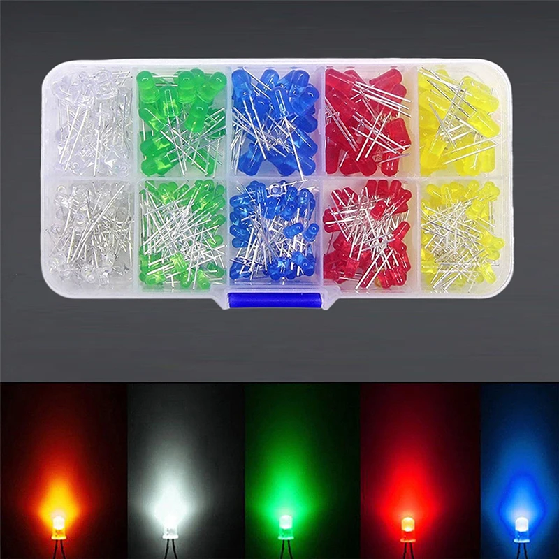 150Pcs 3mm 5mm LED Light White Yellow Red Green Blue Assorted Kit DIY LEDs Set Electronic