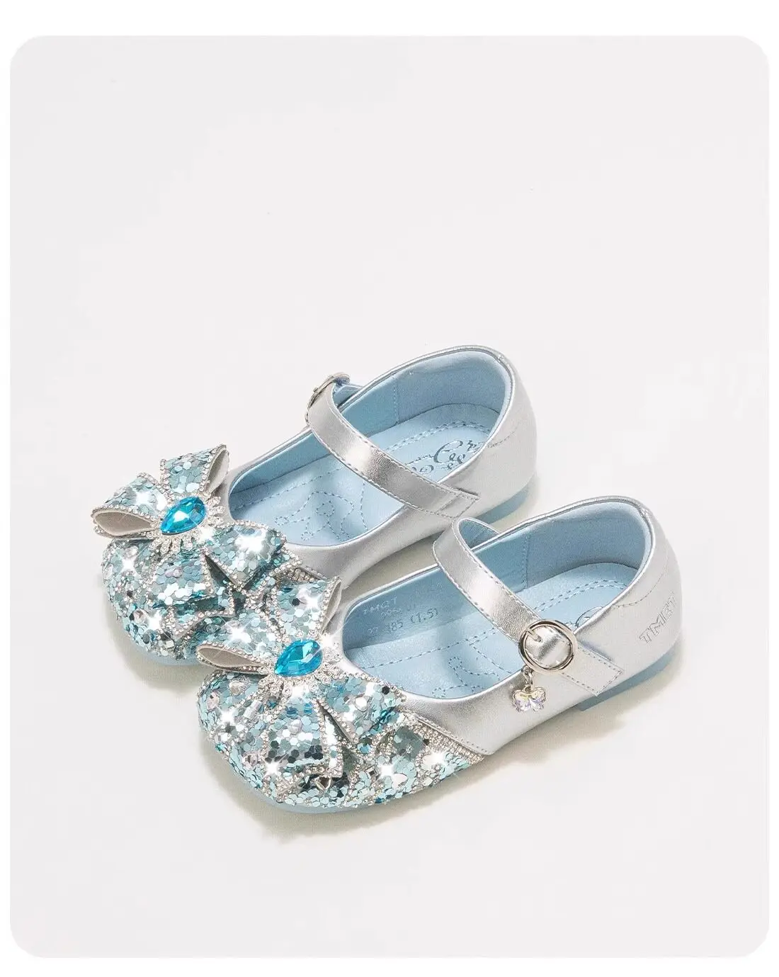 Kids'Casual Shoes PU Leather Fashion Sequin Bow Low-Cut Spring Flat Shoes For Girls Anti-slip Blue Pink Shoes Size 26-35