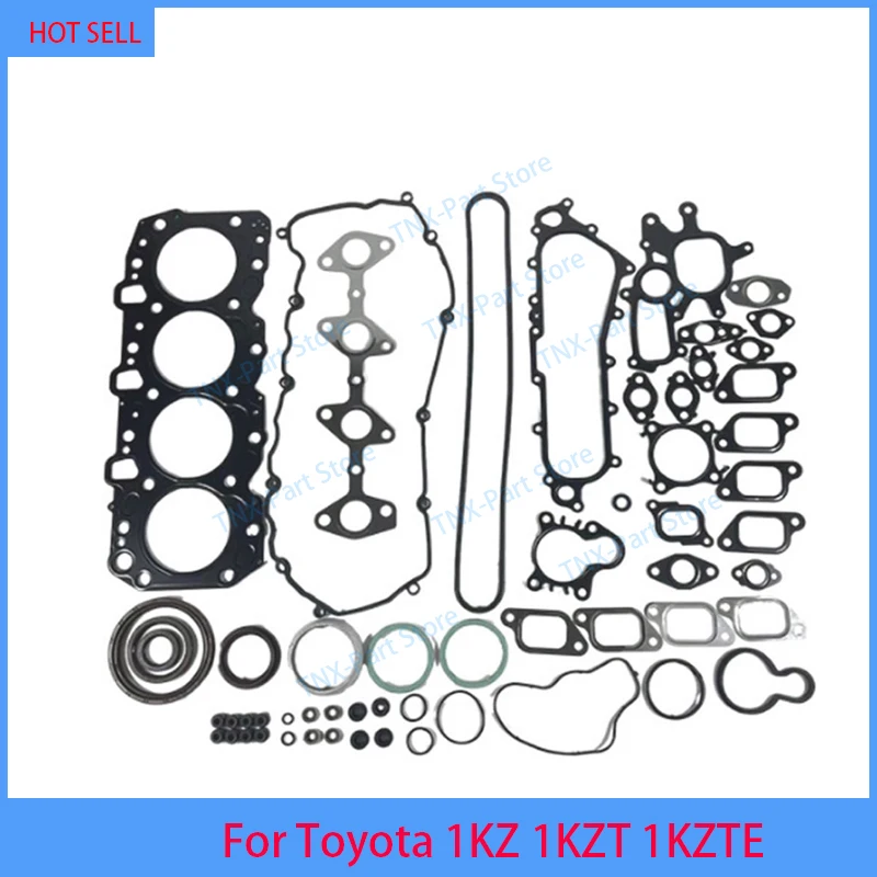Полный комплект прокладок 1KZ 1KZT 1KZTE для Toyota 4Runner, Land Cruiser 90, Prado, Hilux, двигатель 2982cc 8v 3.0 TD 04111-67025, поршневые кольца