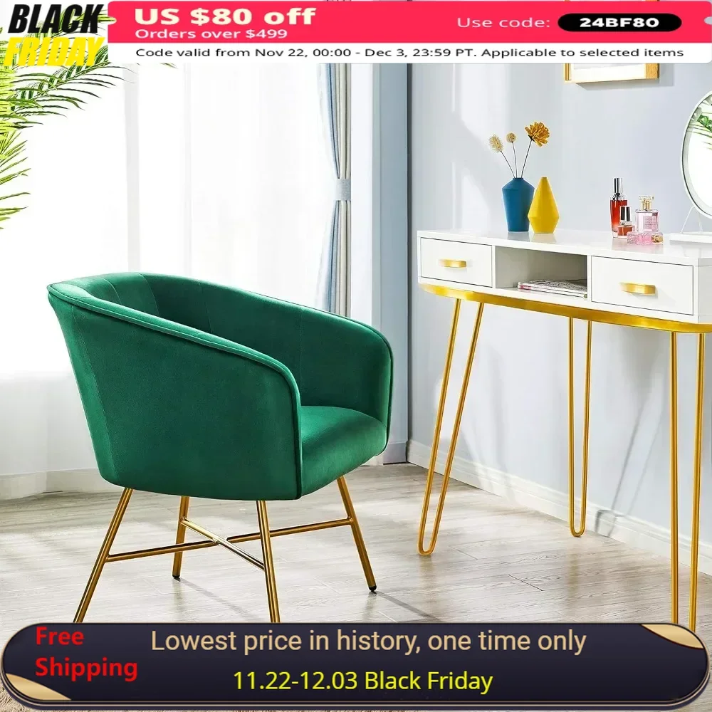 

Living Room Chairs, Modern Metal Legs and Soft Padded, Comfy Side Chair for Bedroom, White Living Room Chairs