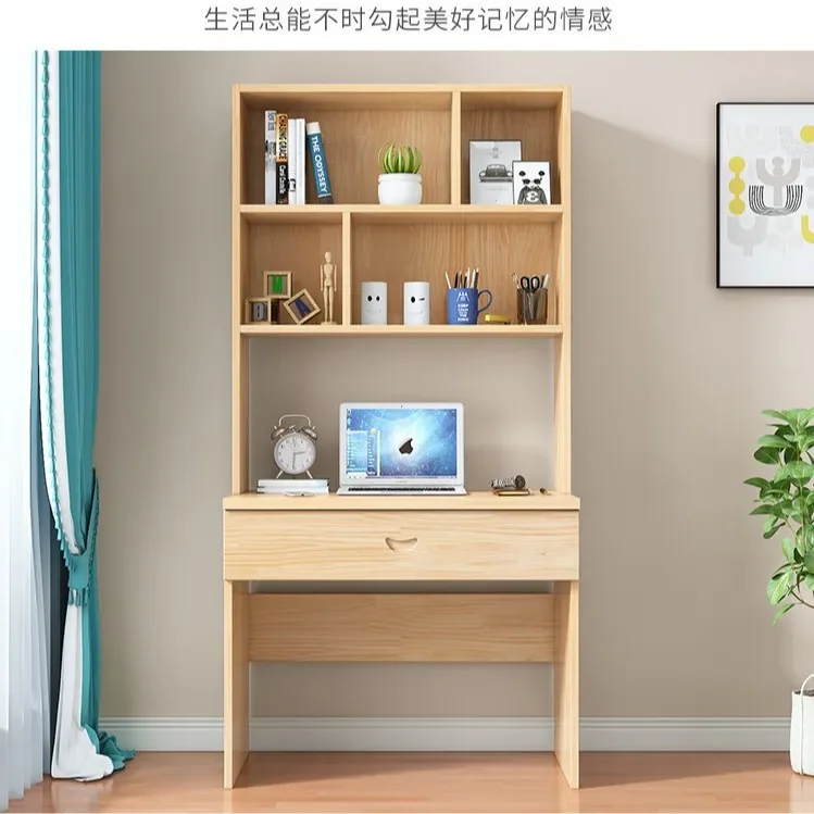 Solid wood table writing table desk bookshelf combination children's bedroom computer desktop desk shelf