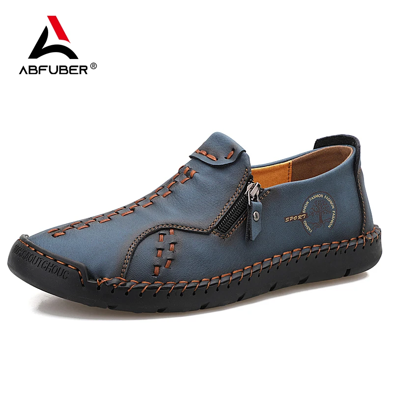 Zapatos de cuero hechos a mano para hombre, mocasines informales cómodos, sin cordones, planos, gran oferta