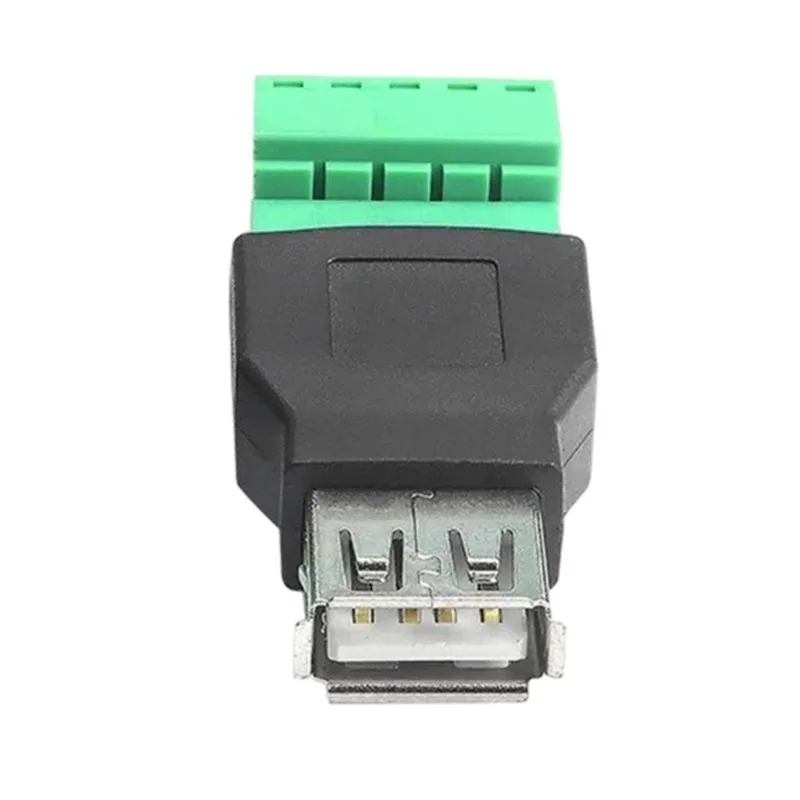 DT23 USB 2.0 Type A Male/Female to 5 Pin Screw Terminal Adapter Plug, No Soldering USB Jack Connector for DIY Wiring and Custom