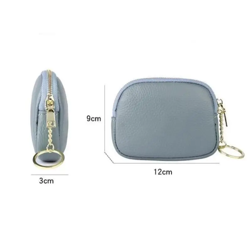 Brown Litchi Grain PU Leather Coin Purse With Sturdy Zipper Key Ring For Daily Use Carry Cash Cards Lipstick Small Essentials