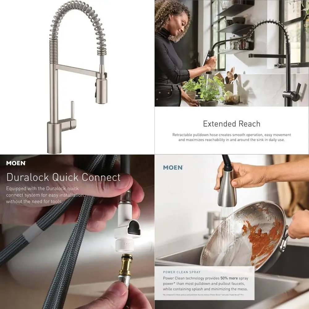 

Moen Align Spot Resist Stainless Steel Single Handle Pull-Down Kitchen Faucet with Power Boost for Quick Cleaning