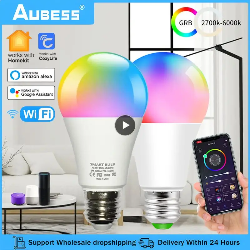 

1~8PCS Homekit Smart Bulbs RGBCW E27 Led Lamp Dimmable Warm White Night Lamp Cozylife App Voice Control With Google Home Alexa