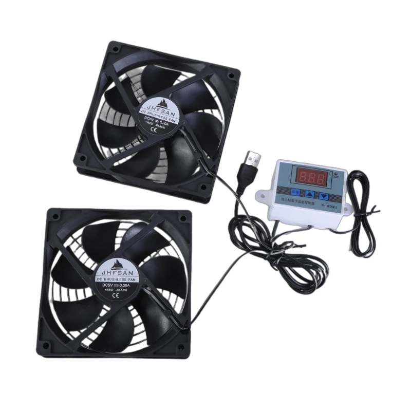 120mm USB Quiet Cabinets Cooling Fan System with 0-60℃ Adjustable Thermostat Control, for Home Theater Cabinets D5QC