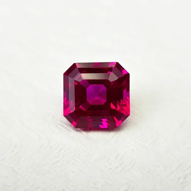 مختبر نمت روبي Asscher قطع Rubellite اللون DIY سحر صنع المجوهرات المواد الرئيسية تحديد شهادة AGL