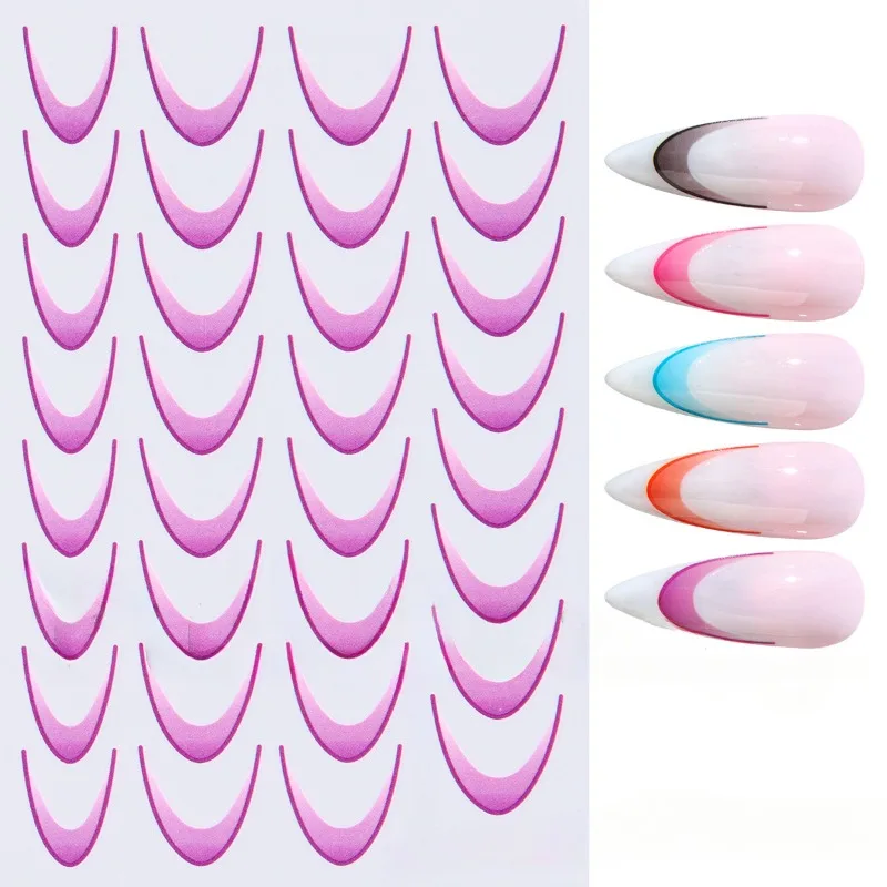 Autocollants pour Ongles avec Ligne Dégradée 3D, Design Romance Française, Mode, Accessoires Nail Art, Décalcomanie, Outil, Nouveau