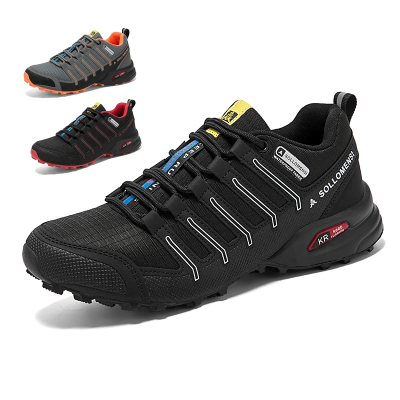 

Мужская водонепроницаемая обувь для походов, кроссовки для треккинга на открытом воздухе, противоскользящие кроссовки для бега по пересеченной местности, спортивная обувь для ходьбы по воде, охотничьи ботинки на шнуровке