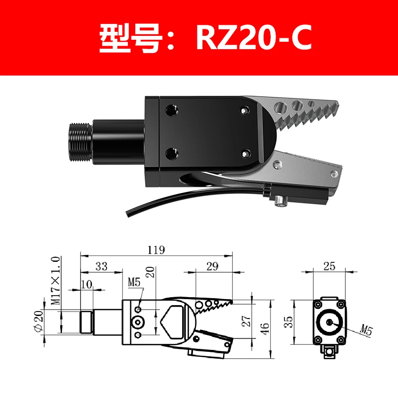 Manipulator Air Pneumatic Mini Gripper Clamp GRZ20-C/H/J/L/T Robotic cylinder and STAR Pneumatic Parts