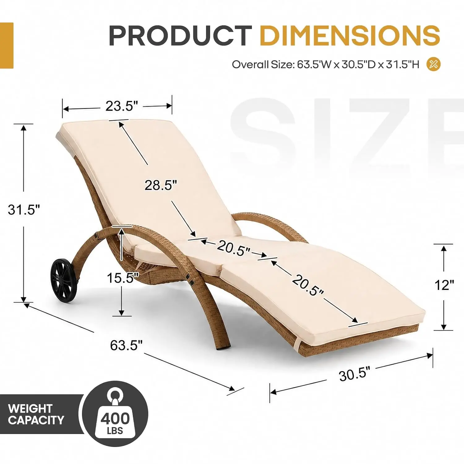 2 PCS Outdoor Patio Lounge Chairs with Cushions & Wheels, PE Rattan Chaise Lounge Set, Ergonomic Curved Pool Reclining Chair