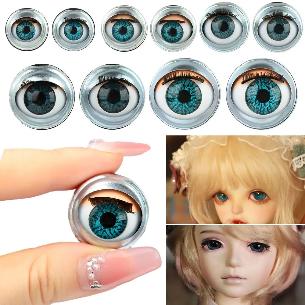 Doll Activity Eyes Doll Eye Accessories with Eyelashes Doll Rolling Eyeballs Simulation Active Eyeball DIY Doll Eyes