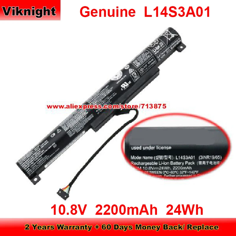 

Genuine L14S3A01 Battery 5B10K10220 for Lenovo Ideapad 100-15IBY 100-15IBY(80MJ001CGE) L14C3A01 10015IBY 10.8V 2200mAh 24Wh