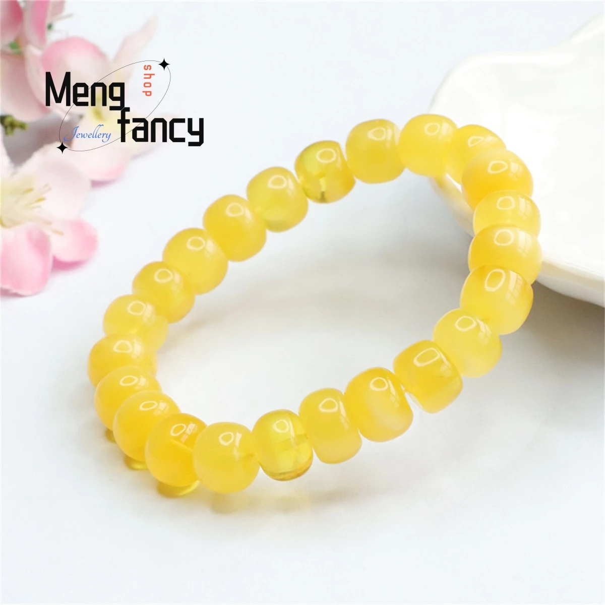 Natural Honey Wax Gold Twisted Amber Old Style Bead String Bracelet Simple Generous Charm Fashion Versatile Women Luxury Jewelry