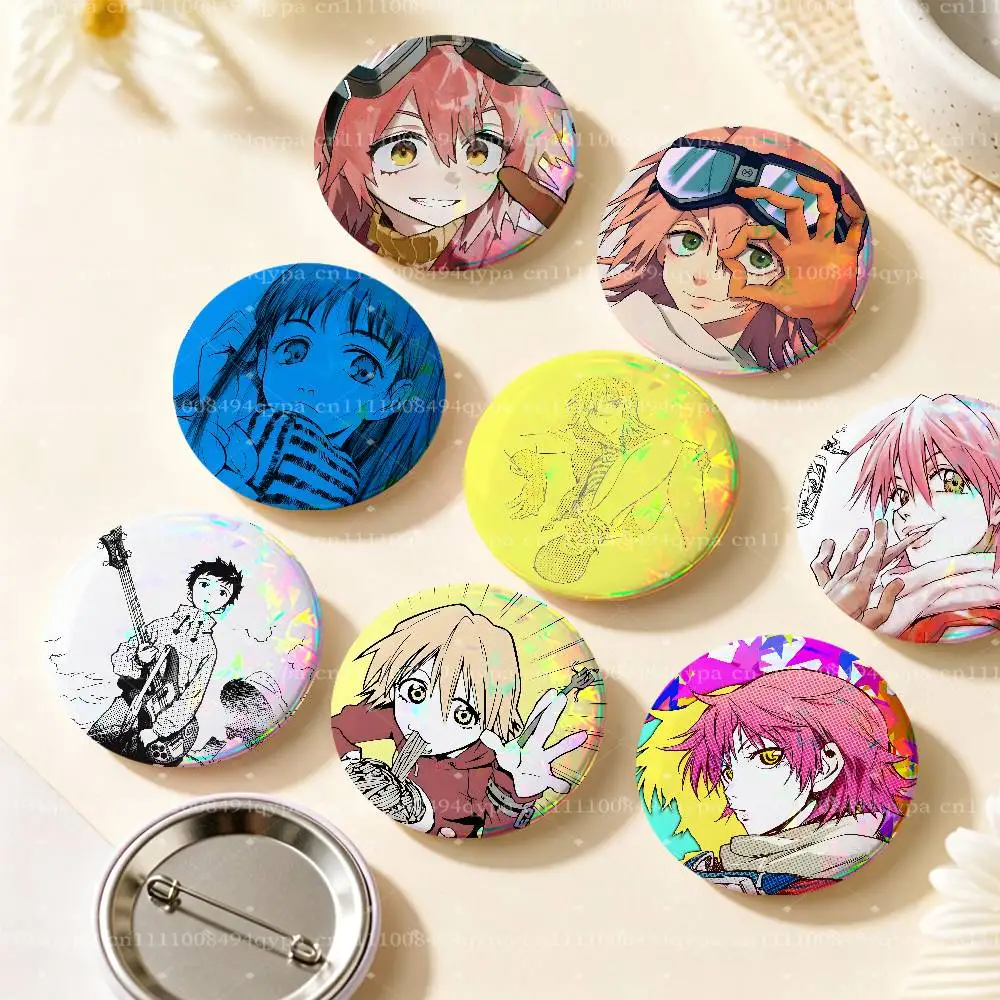 Flcl Anime Pin Buttons Round Badge for Clothes Bags Hats Pins Accessories Backpacks Tote Bags Outfit Decor