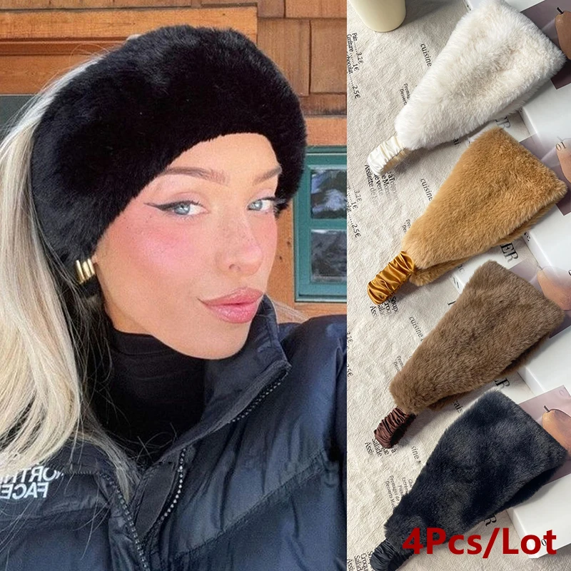 

New Autumn Winter Headband Imitation Rabbit Fur Wide Edged Windproof Hair Accessory Women's Winter Forehead Warm Hairband