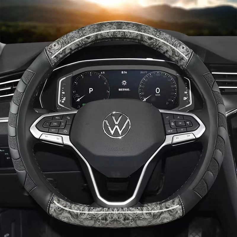 D Shape Car Steering Wheel Cover For VW Golf 7 8 Polo 2014-2021 Scirocco Jetta 6 2017-2021 Santana 2016-2021 Tiguan 2015-2021