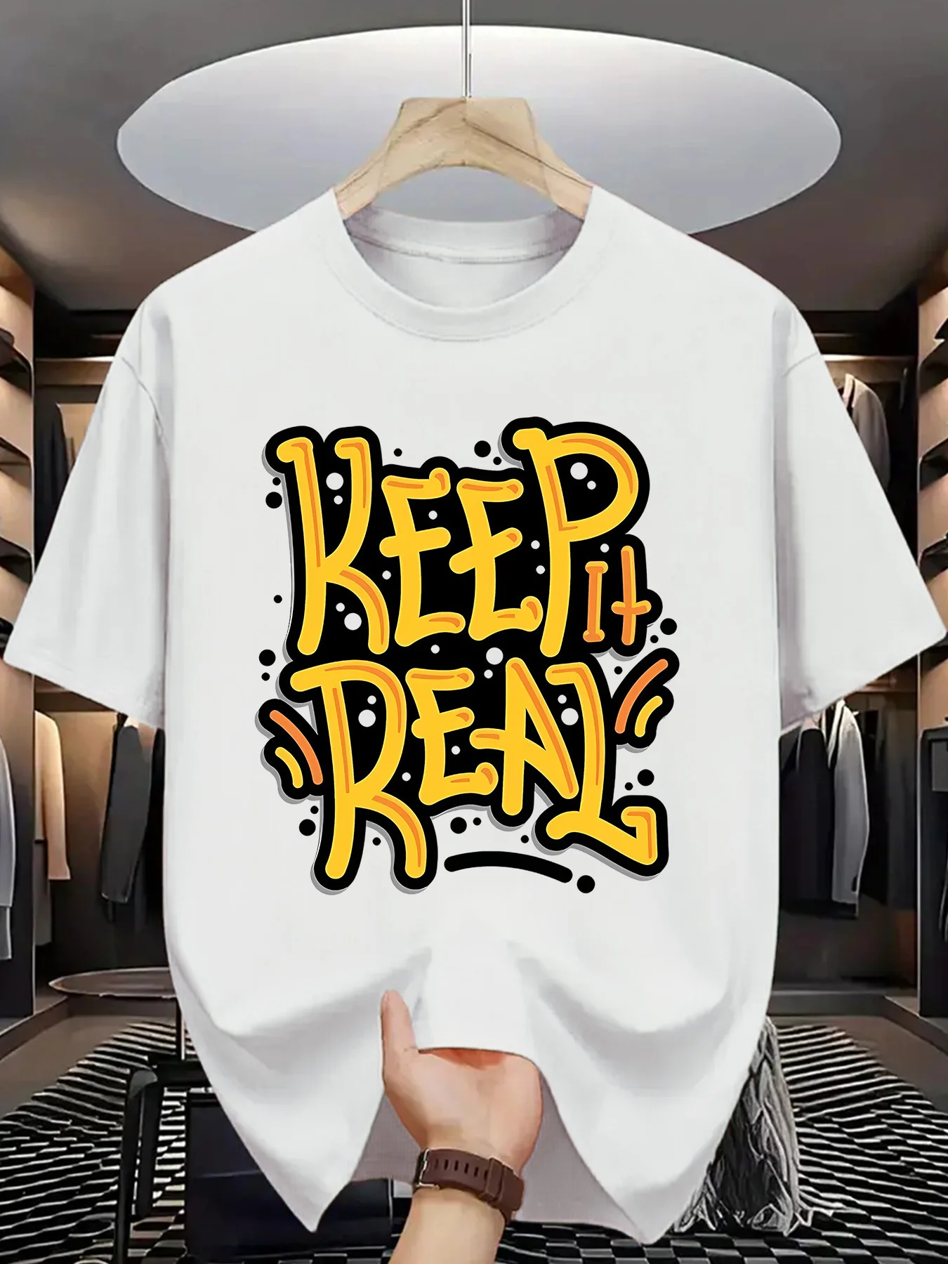 Street Fashion Elements - Men's Plus-Size Clothing With Printed Elements
