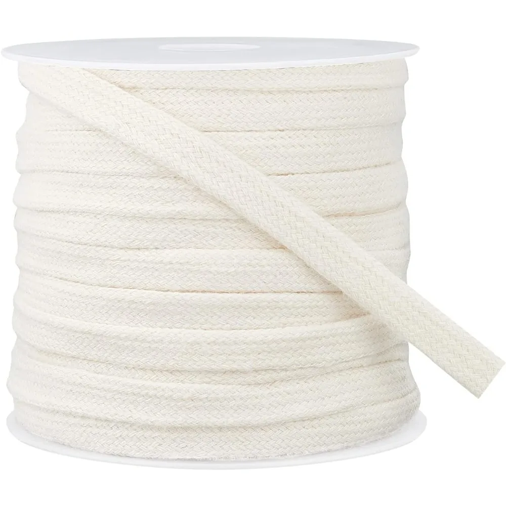 27 Yards Beige Flat Cotton Cords Double Layer Hollow Cotton Rope for Garment Accessories Making Kit