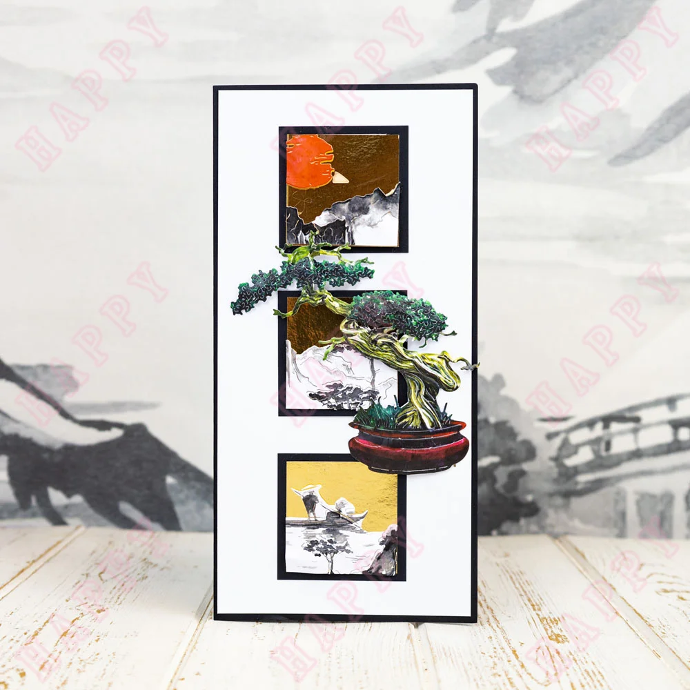 Metal Craft Cutting Dies Bamboo Bonsai Fancy Scene DIY Scrapbook Paper Diary Decoration Manual Handmade For 2022 Embossing New