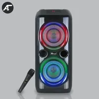 40W Big Bluetooth Speaker Dual 8 inch Sound Box Powerful Wireless Column Party Karaoke Square Dance Outdoor RGB with microphone