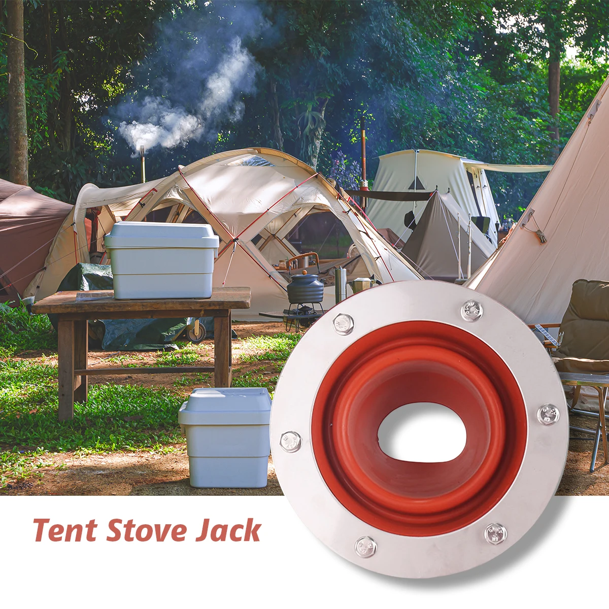 

Red Silicone Hot Tent Stove Jack Camping Wood Stove Jacket Hole Fire Resistant Tube Silicone Cover For Tent Chimney Duct Seals