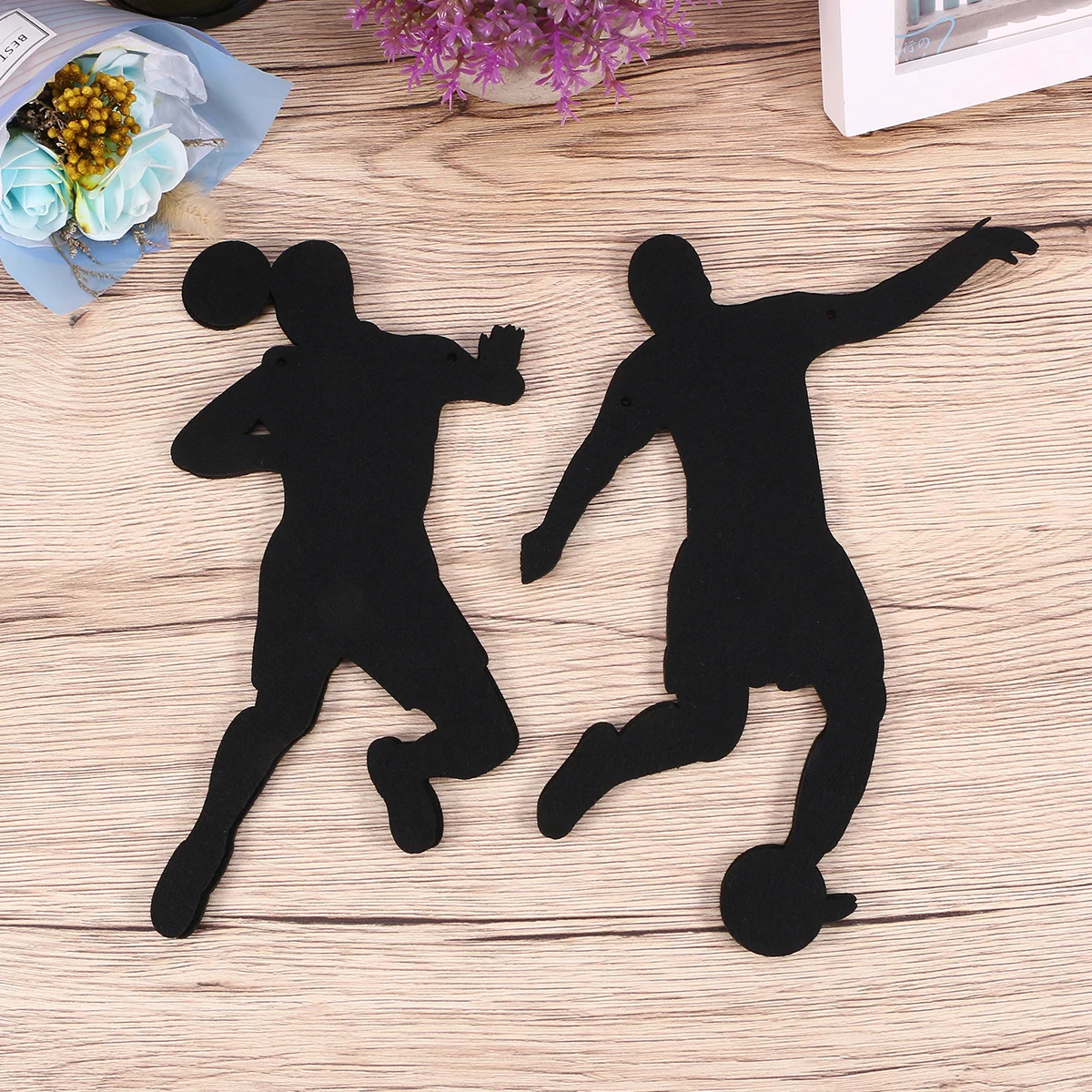

1pc Football Birthday Banner Black Felt Garland Football Player Shape Design For Party Walls Tables Windows Decor Party Supplies