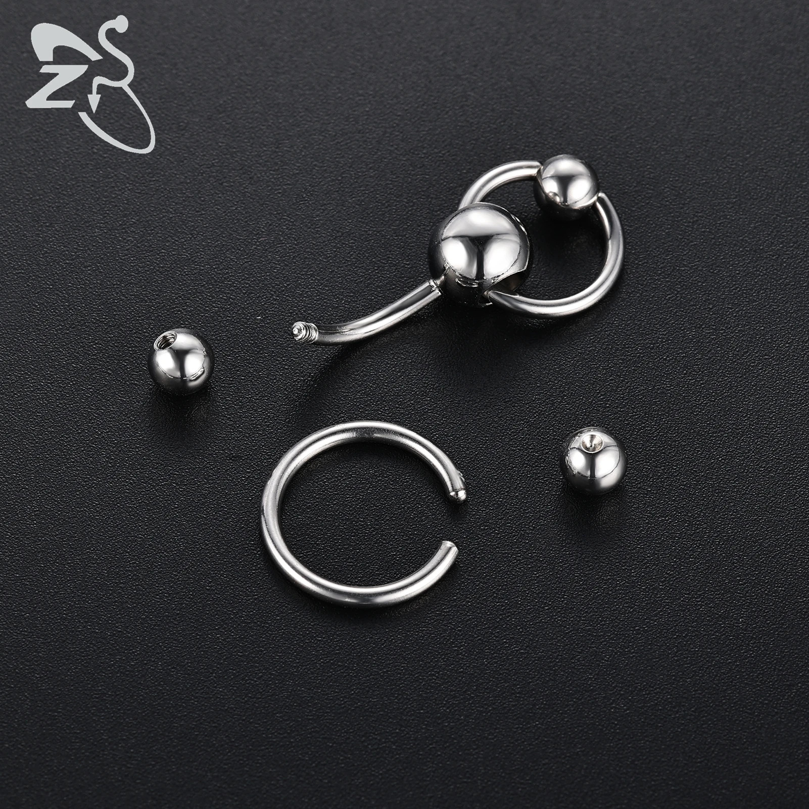 ZS 1PC 14G Stainless Steel Top Down Belly Ring Double Hoop Belly Piercing Reverse Belly Bar Gold Color Barbell Piercing  Jewelry