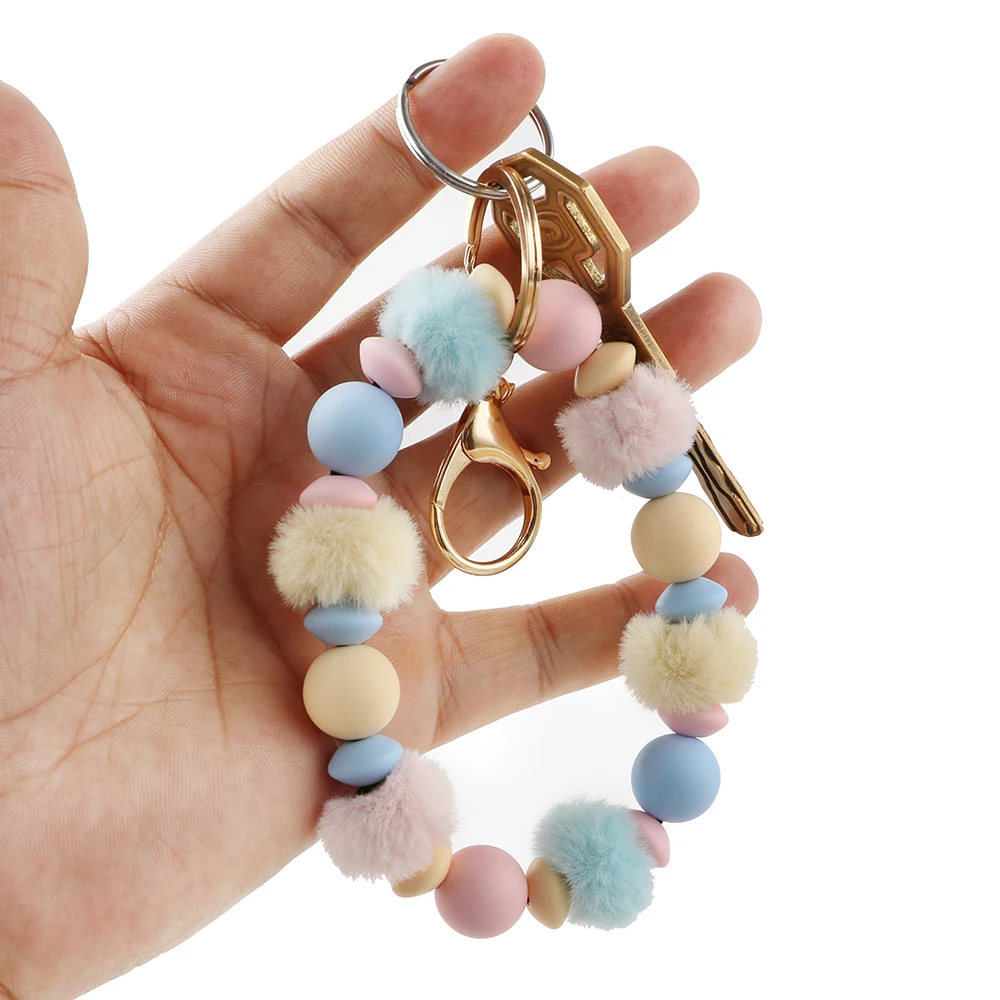 Sunrony 50pcs/Bag Plush Fur Covered Ball Leopard print Beads Round Lentil Beads Sets For Jewelry Making DIY Earrings Bracelet
