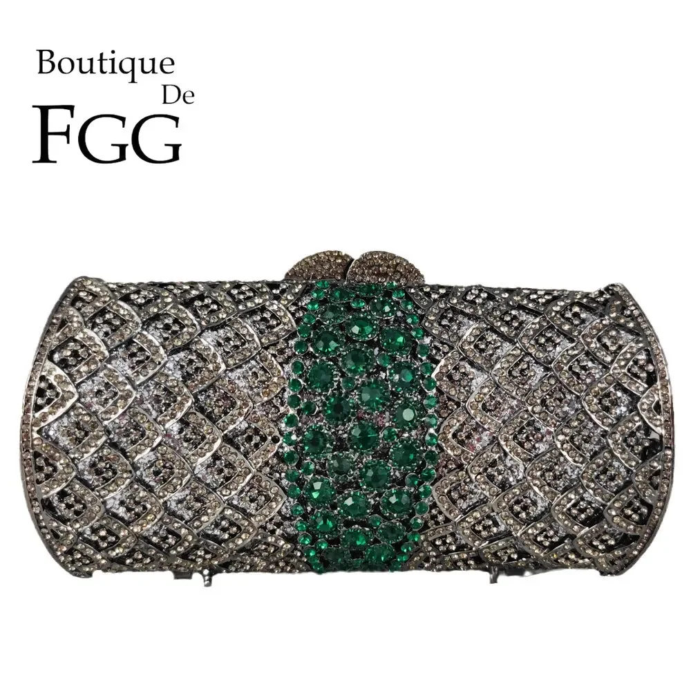 Boutique De FGG (in stock) Women Crystal Clutch Evening Purses Bag Bridal Minaudiere Bag Wedding Party Rhinestone Handbags