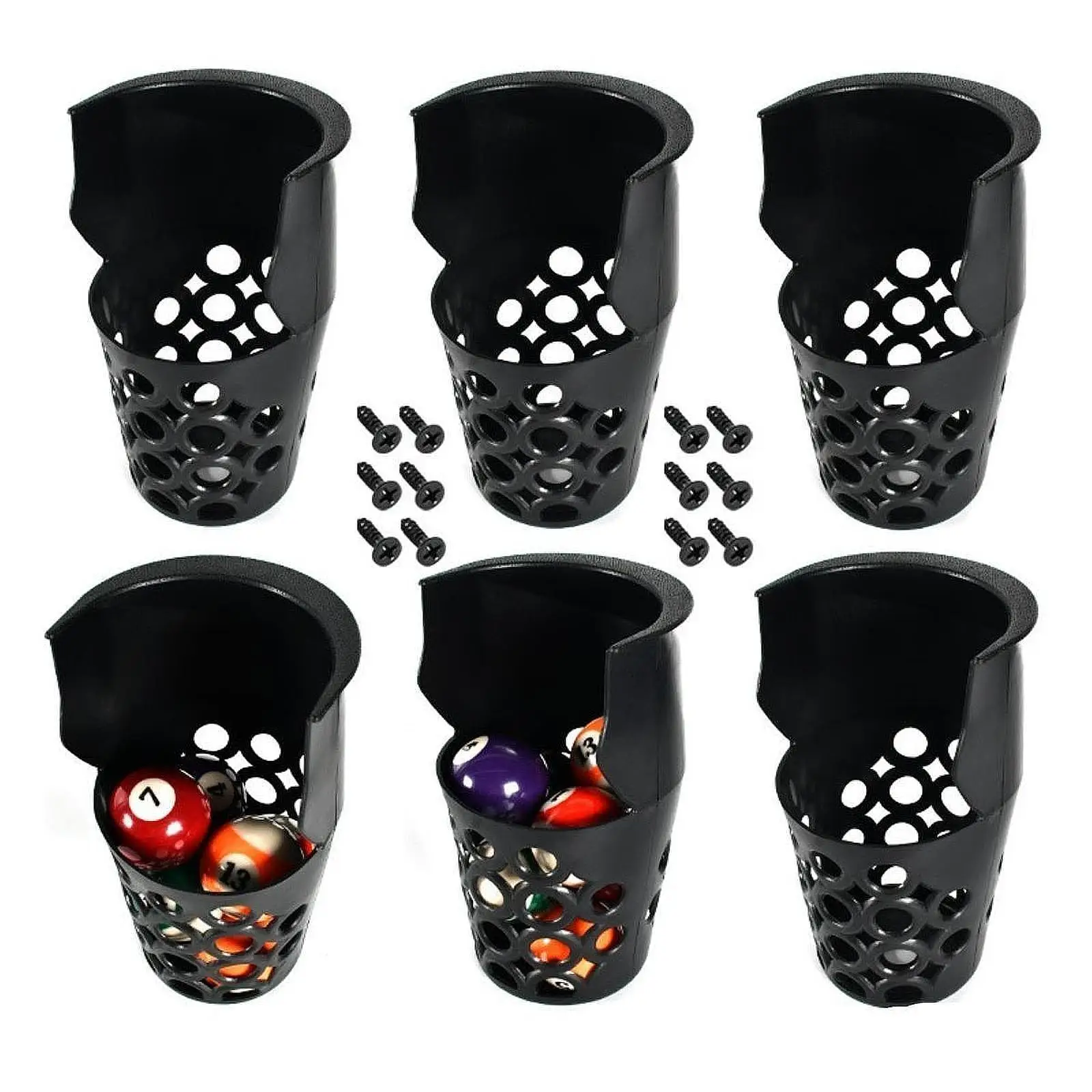 6 Pieces Billiard Pool Table Pockets Sturdy Snooker Table Ball Drop Bag Net Pockets with Screws Billiard Ball Storage Pockets