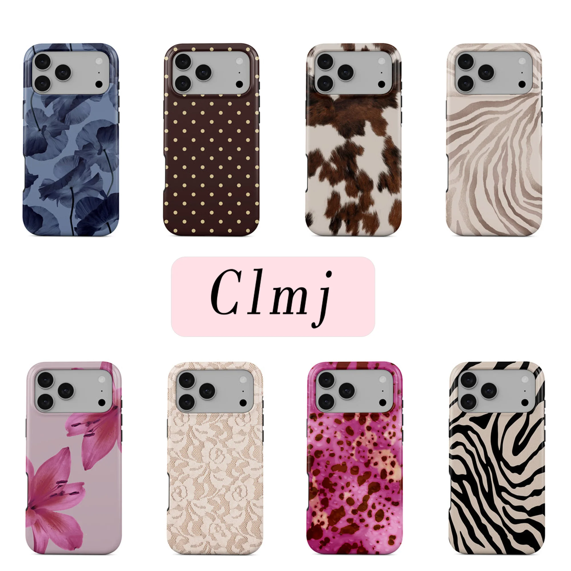 Luxuriöse Clmj Blumen-Leopardenmuster Handyhülle für iPhone 17 17e 16e 16 15 14 13 12 11 X XR XSMAX 7 8 Air Pro Max Plus Doppelschichtig
