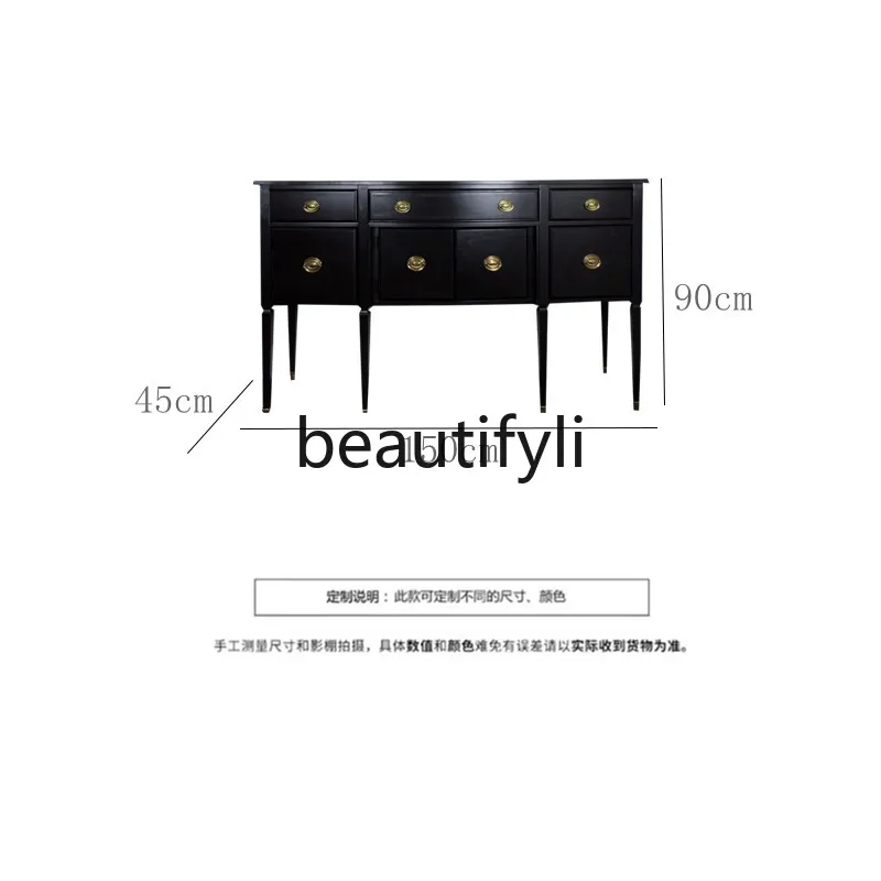 French Retro Solid Wood Entryway Cabinet Entryway Sideboard Living Room Partition Wall Cabinet Storage