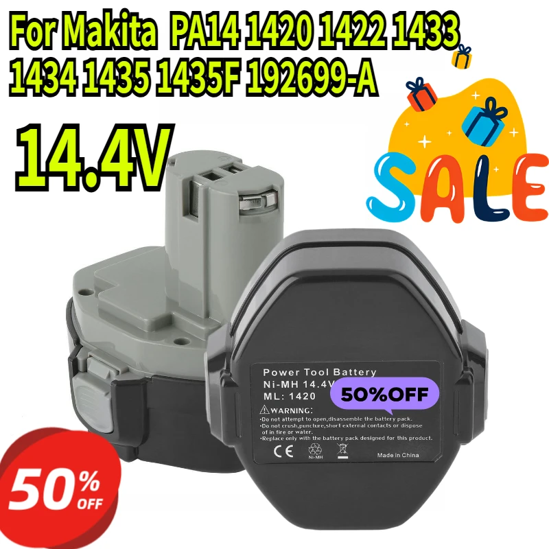 

14.4V NI-MH 3000-4000mAh Replacement Battery for Makita Battery 14.4V PA14 1420 1422 1433 1434 1435 1435F 192699-A