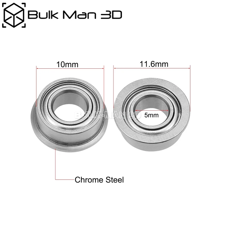 10pcs/lot MF105ZZ Bearing 5x10x4mm Miniature Chrome Flanged  Deep Groove Ball Bearing  for 3D Printer