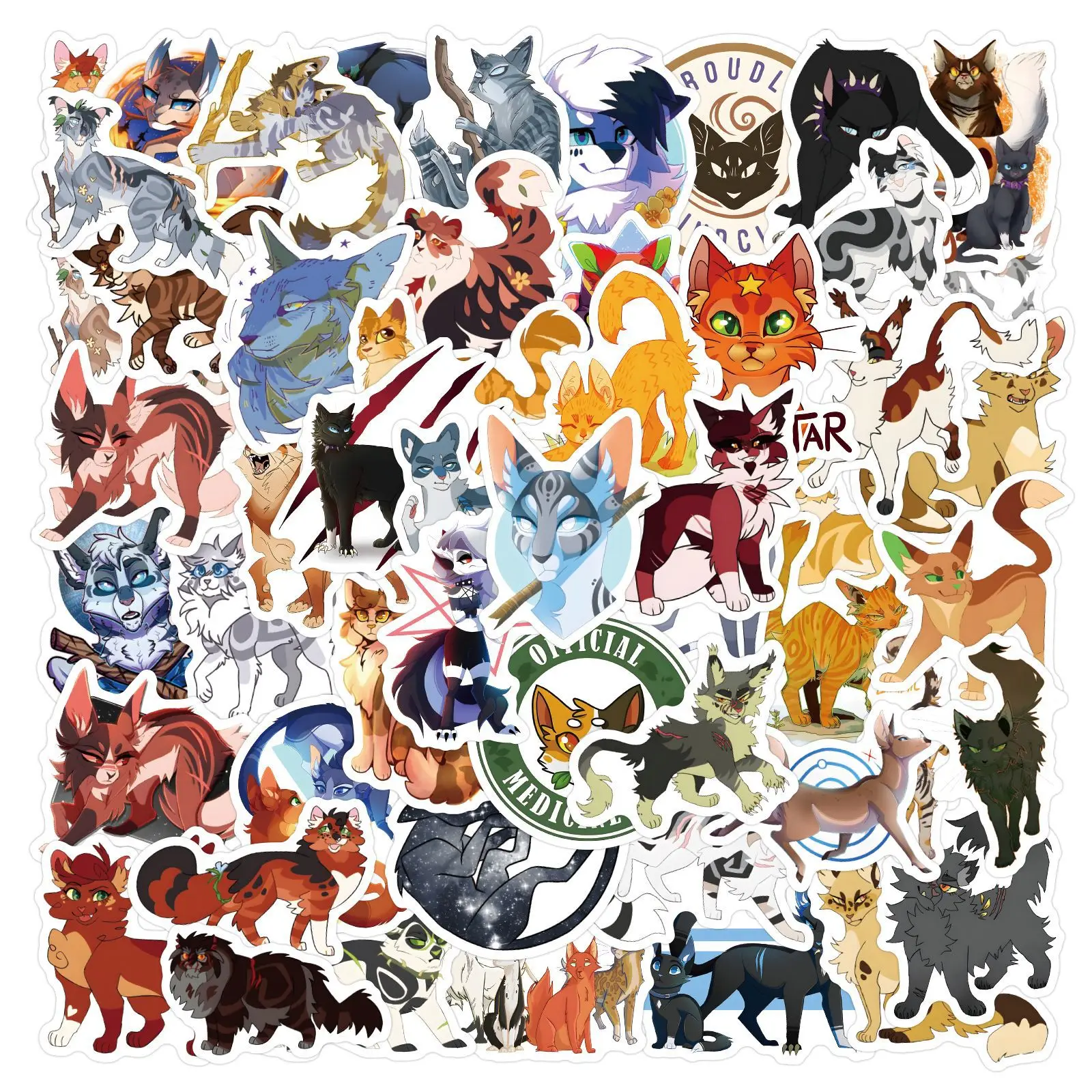 

10/60PCS Warriors Sticker Doodle Cute Cartoon Fun Cat Decoration Phone Case Skateboard Pencil Box Guitar Helmet Sticker Toys