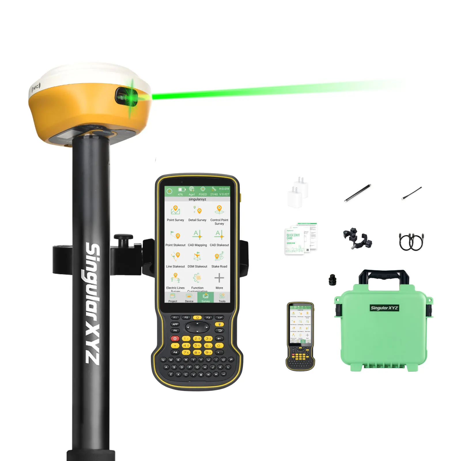 جهاز استقبال GNSS ليزر SingularXYZ L1 عالي الدقة وخفيف الوزن وضمان لمدة سنة واحدة مجمع بيانات برنامج RTK GPS GNSS Rover Kit