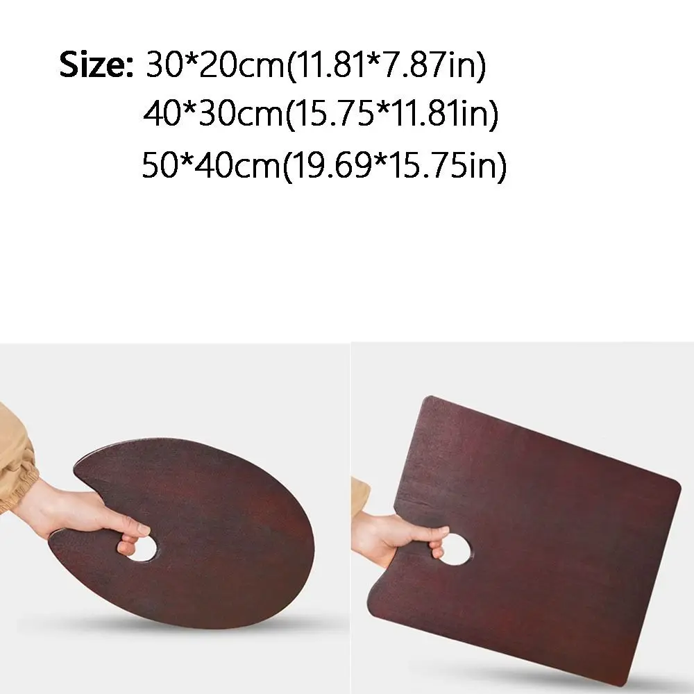 Oval/Square Oil Painting Palette Wood Panels Vintage Acrylic Paint Tray with Thumb Hole Ultra Light Color Mixing Board Pigment