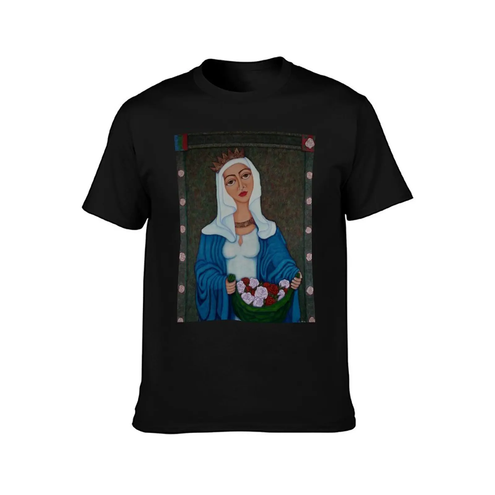 Queen Saint Isabel - The miracle of roses T-Shirt man t shirts high quality luxury brand T-Shirt