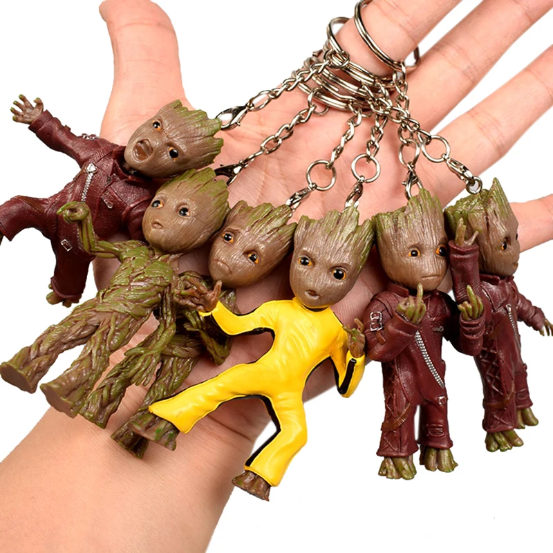 Llavero De Groot de bebé de hombre de árbol, colgante de Anime, bolsa de juguetes, colgante de coche, accesorios de llave de moda, estatuilla de decoración del hogar, modelo en miniatura