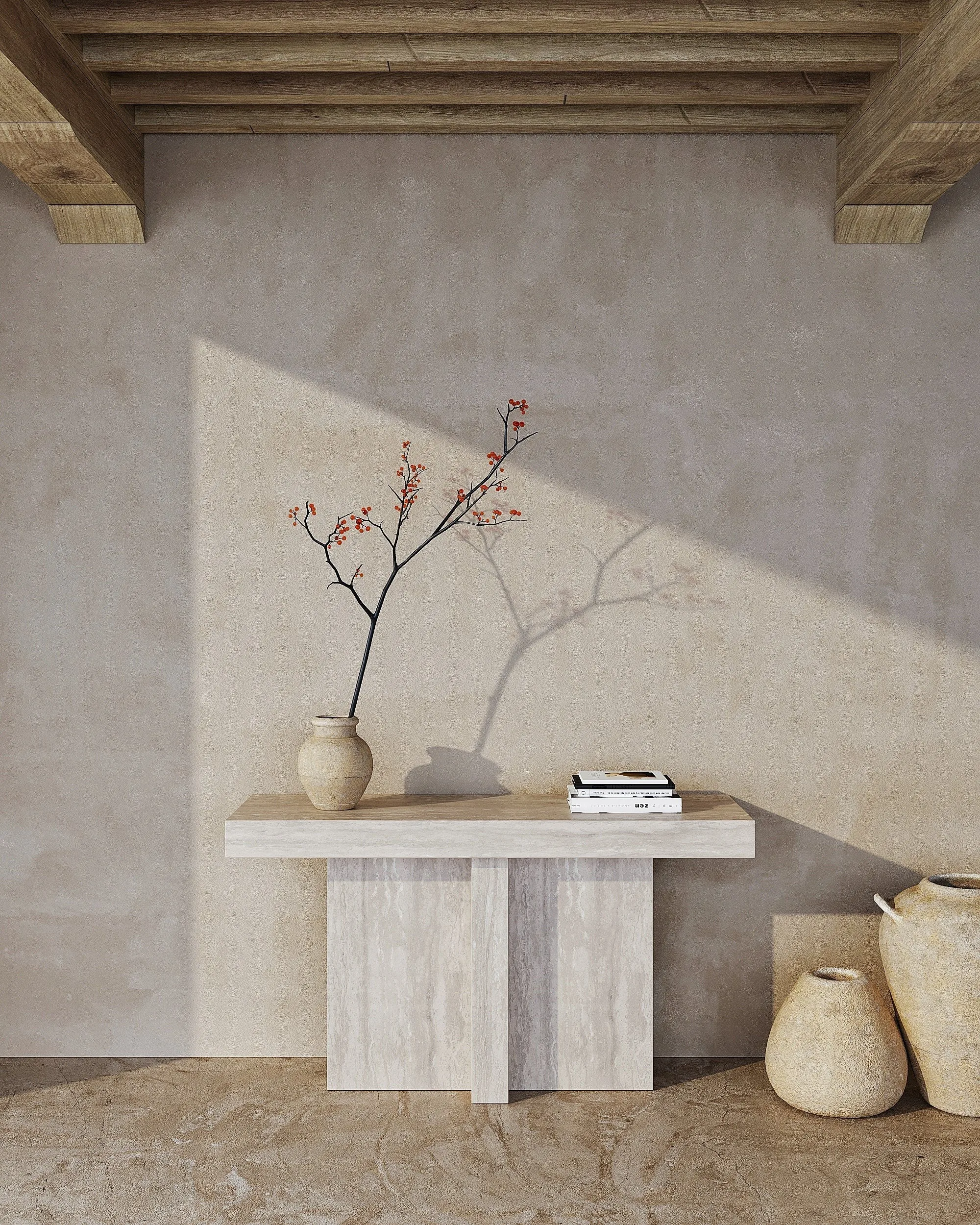 Travertine Decorative Home Furniture, Simple Design Console Table Modern, Travertine Console Table