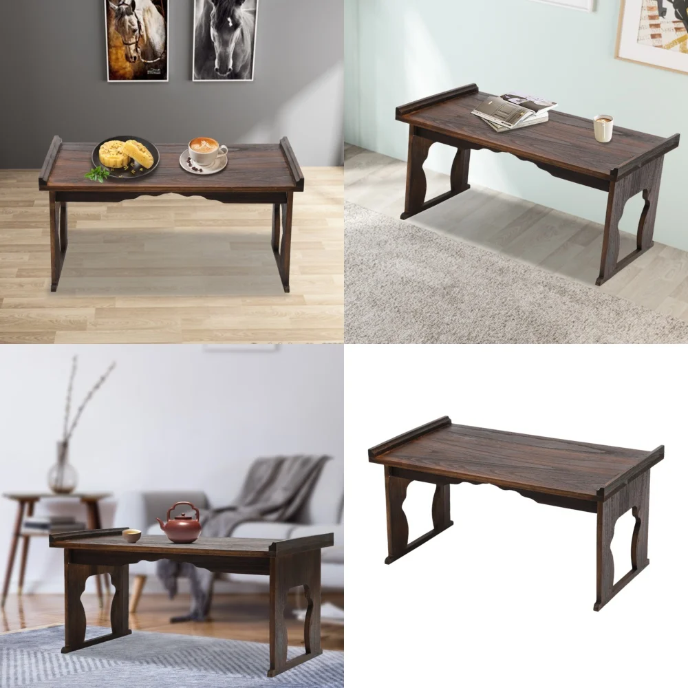 

Café TablesFolding Wooden Floor Table for Coffee Tea Japanese Style 32x18