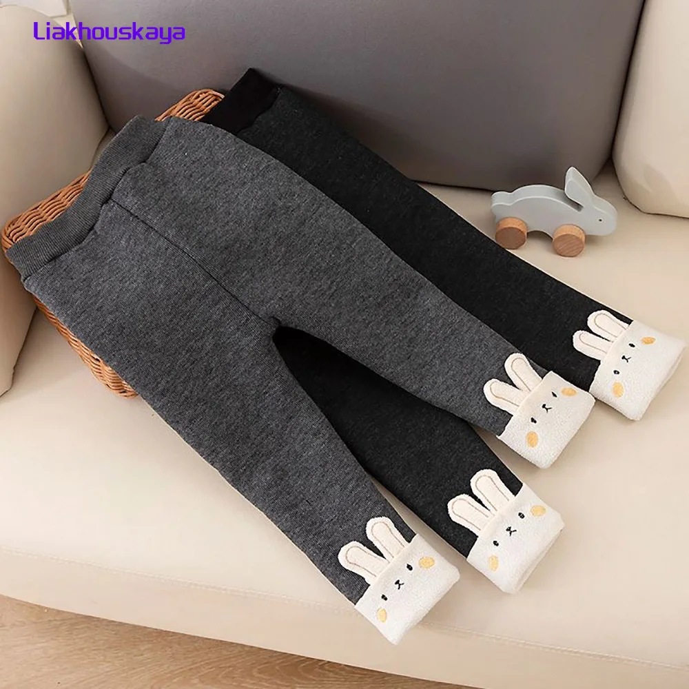 Girls Fleece Lined Leggings 2026 Winter New Ultra Thick Warm Long Trousers Unisex Baby Boys Outer Wear Elastic Thermal Pants Kid