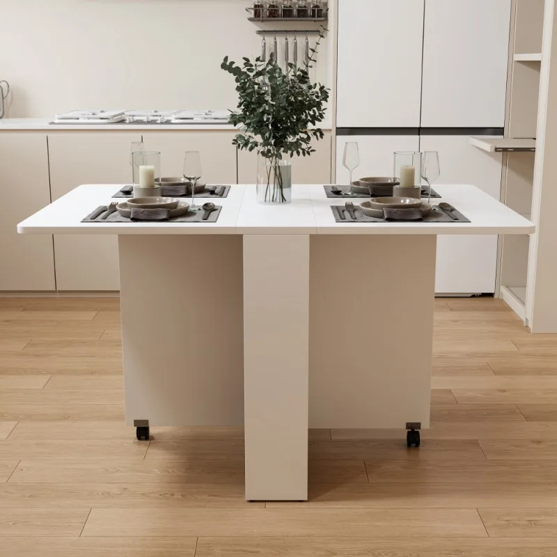 Îlot de cuisine Mobile blanc moderne avec roues de rangement, Table à manger multifonctionnelle pour meubles de cuisine et de maison