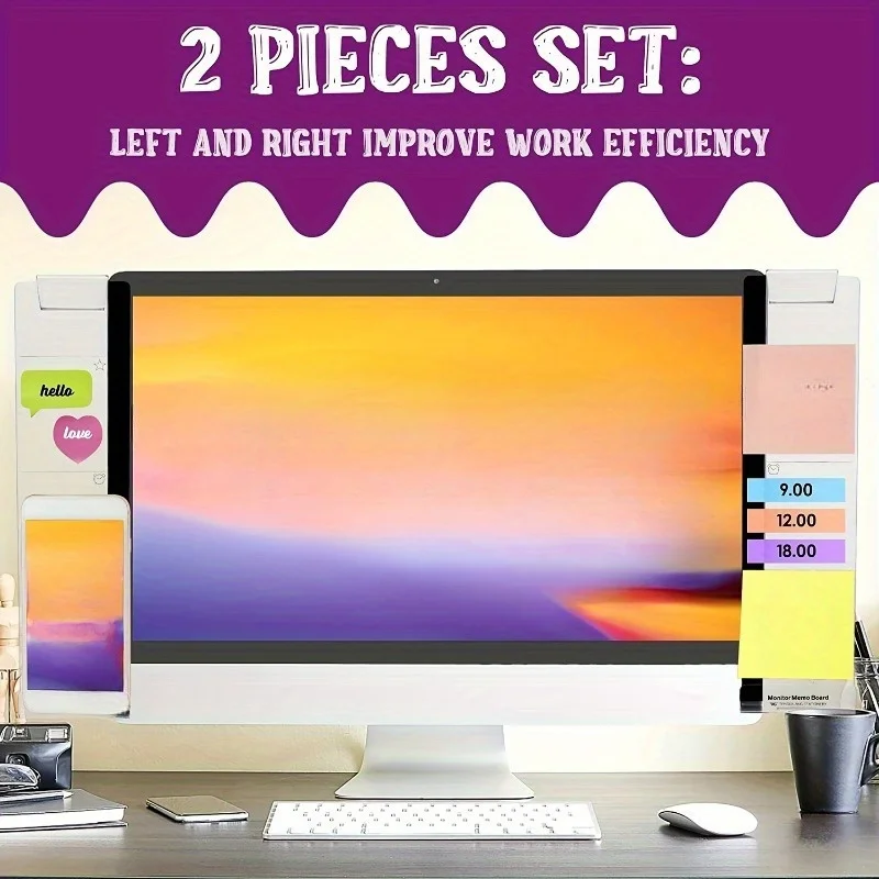 Stylish computer monitor memo board - planning board for home office decoration and organization