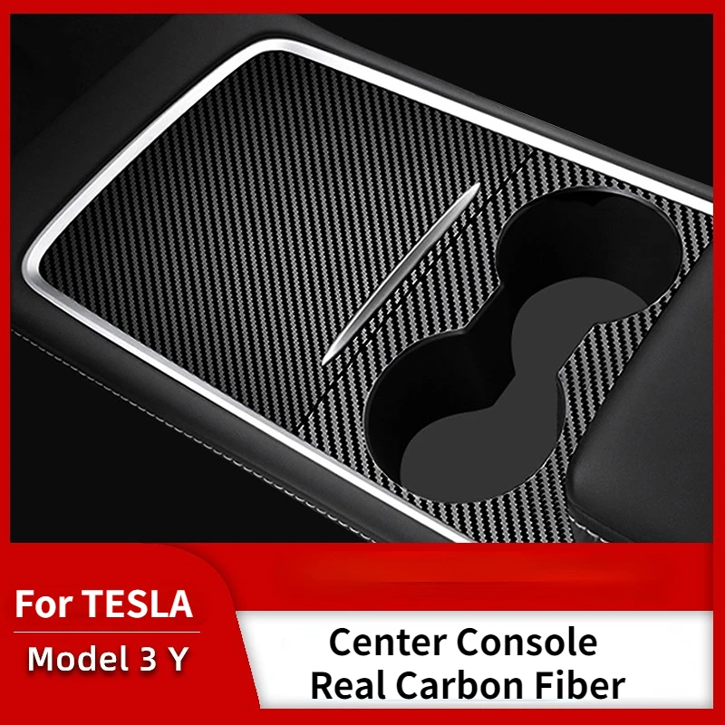 |-f-|for Tesla Model 3 Y Central Control Panel Protective Patch Real Carbon Fiber Protective Cover Interior Accessories